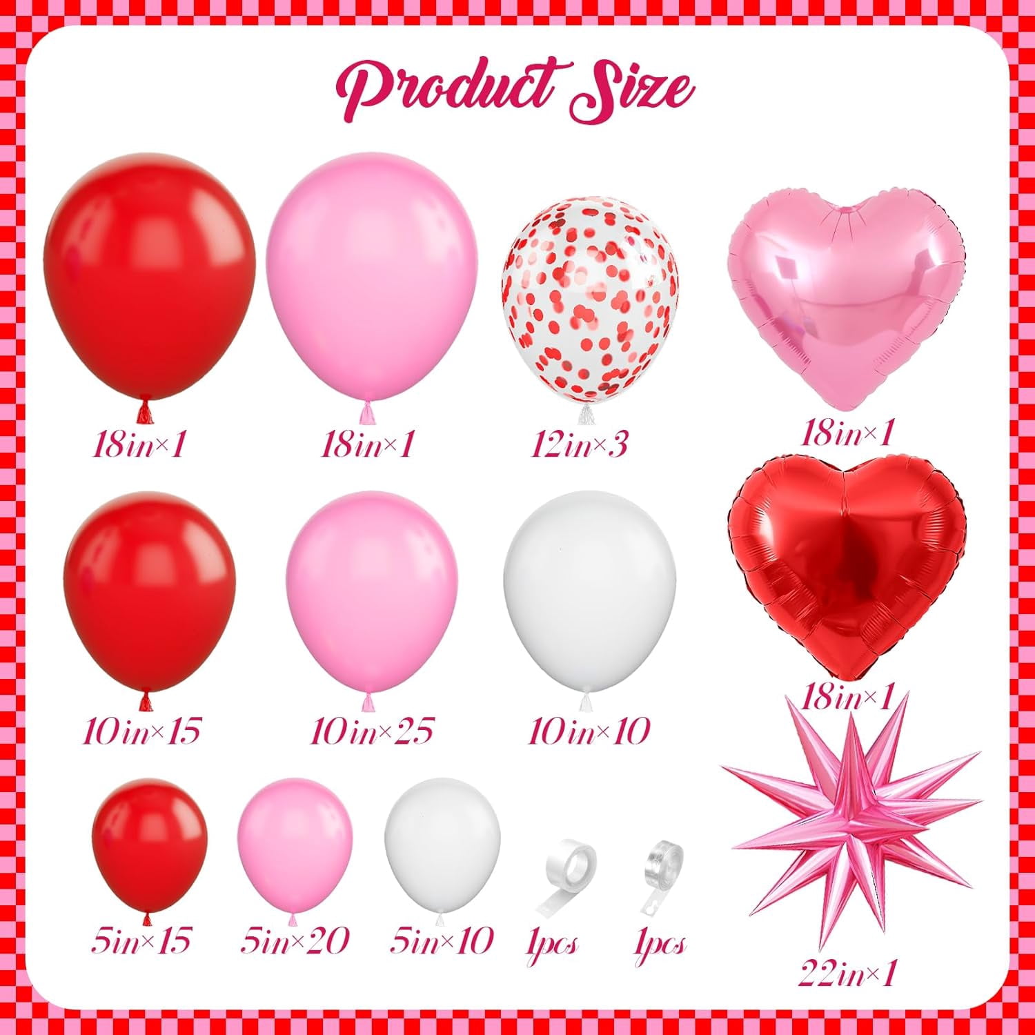 Pink Balloon Garland Arch Kit with Heart Balloons and Star Balloons for Party Decorations