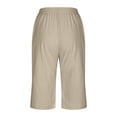 thumbnail image 6 of Dazajoo Cotton Linen Capris Pants for Women Summer Drawstring Elastic Waist Pants with Pockets 2024 Women's Loose Fit Solid Color Capris,Khaki,XL, 6 of 6