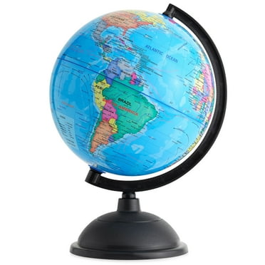 Rotating World Globe with Stand for Kids Learning, 8-inch Spinning Earth Globe for Classroom Geography Education