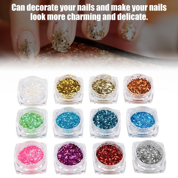 Khall Nail Decoration,Nail Art Glitter Geometric Shape Decoration Manicure Paillette Decal DIY Kit Accessories,Nail Art Decoration