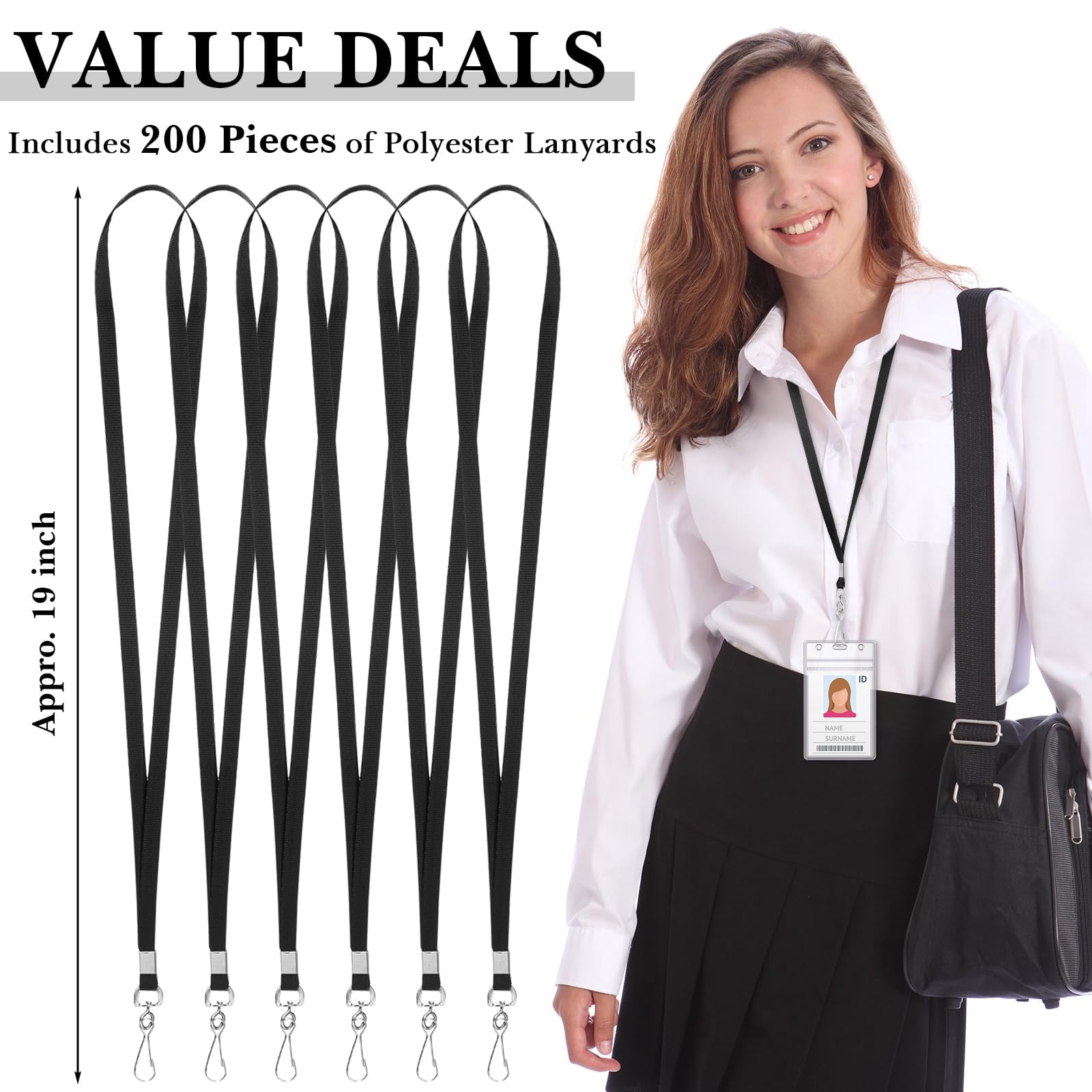 200 Lanyards For Id Name Badge Holder Neck Lanyard Flat With Clips Straps Office School Nurse