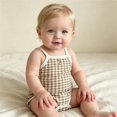 thumbnail image 6 of biudgviw Baby Girl Clothes Breathable Plaid Camisole Bodysuit Newborn Infant Outfit Button Front Sleeveless Casual Onesies(Coffee,0-3 Months), 6 of 7