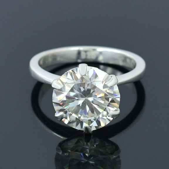 2Ct Lab Created Diamond Round Cut Solitaire Fancy Ring 14K White Gold Plated