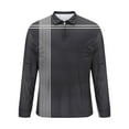 thumbnail image 5 of Fnnxeal Mens Polo Shirts Zipper Long Sleeve Collared Striped Casual Fall Winter Black Polo Shirts for Men Size L, 5 of 5