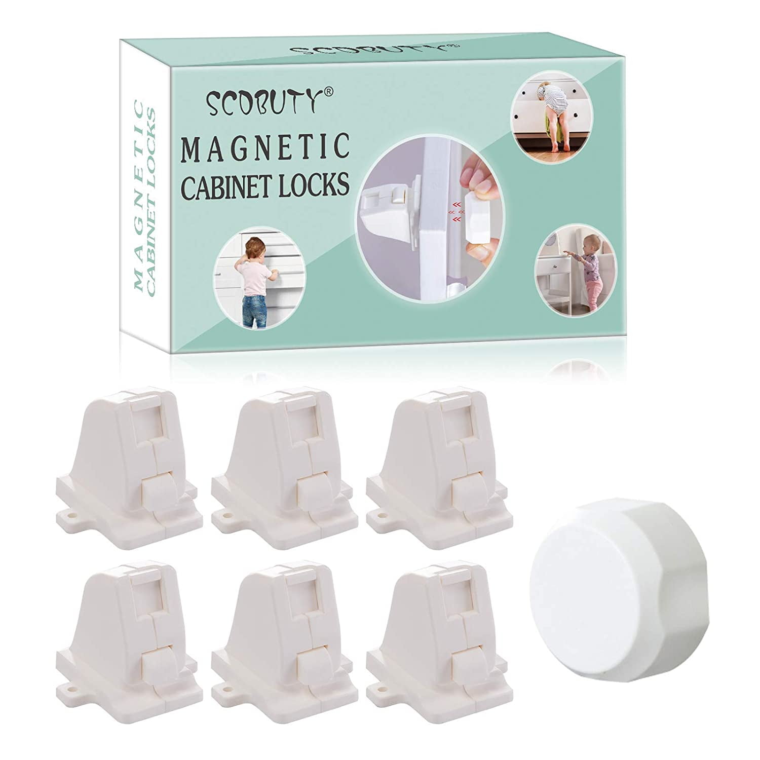 Eco-Baby Magnetic Cabinet Locks for Babies - Easy Installation (16 Pack and 3 Keys)