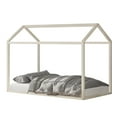 thumbnail image 5 of Castle Place Contemporary Wooden Canopy House Kid Twin Bed, Antique Grey, 5 of 10