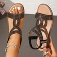 thumbnail image 4 of Rokment Bling Rhinestones Vintage Metallic Wedge Slingback Dressy Sandals for Women Bride Wedding Boho Beach Elastic Ankle Strap Dress Summer Shoes 2026 Black Size 6, 4 of 8