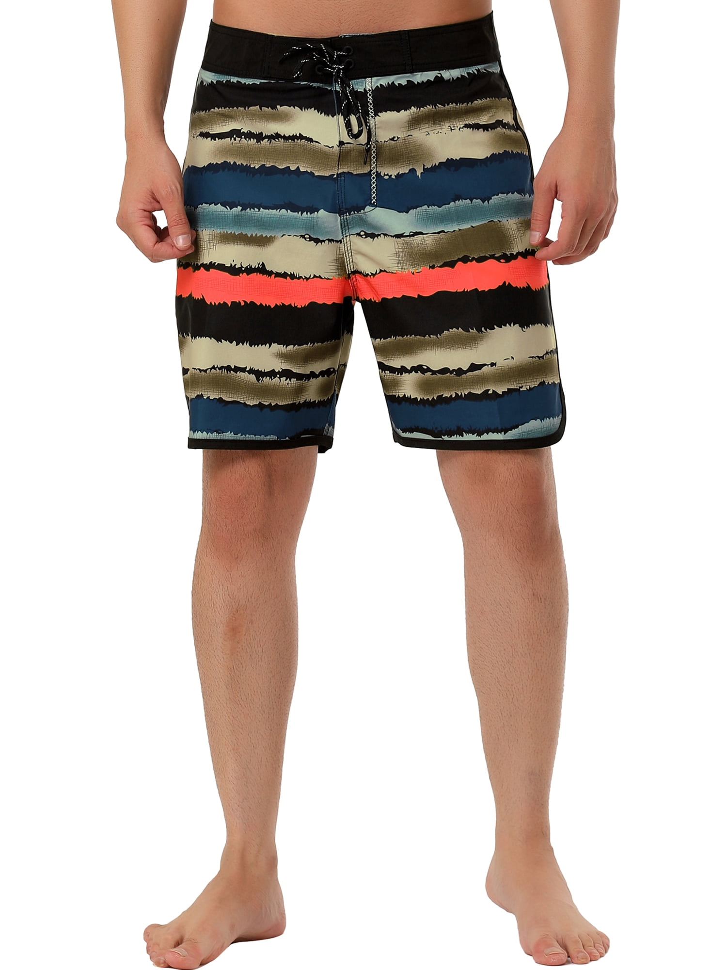 Unique Bargains Men's Summer Casual Drawstring Waist Contrast Color Swimwear Shorts 32 Brown