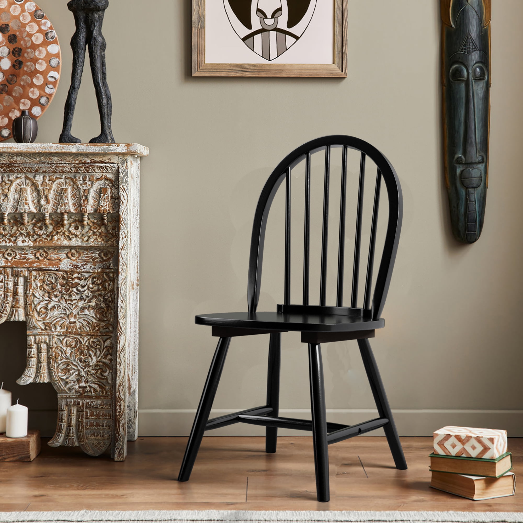 家具 Vintage Windsor chair Costway 2-Piece Set: Spindle Back Wooden Windsor Dining Side