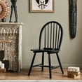 thumbnail image 2 of Costway Set of 2 Vintage Windsor Dining Side Chair Wood Spindleback Kitchen Room Black, 2 of 12