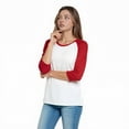 thumbnail image 3 of Women's Two Tone 3/4 Sleeve Raglan Baseball Shirt / Baseball Tee, White/Red S, 3 of 7