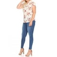thumbnail image 4 of Women's Plus Size Casual Floral Flowy Short Sleeve Round Neck Key Hole Tee Blouse Top, 4 of 6