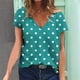 thumbnail image 1 of ICHUANYI Clearance Women's V-neck Print T-shirt Fashion And Comfortable Women's Short Sleeve Top(Green, XXL) ICHUANYI WER2023080707931, 1 of 5