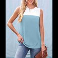 thumbnail image 4 of Camiseta Sin Mangas Informal de Verano con Cuello Redondo y Bloques de Color para Mujer, Color Azul S, 4 of 8