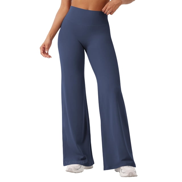 Leggings YEOREO sin costura frontal, tiro alto, azul marino