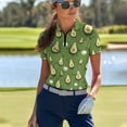 thumbnail image 2 of Garronmavis Women's Short Sleeve Golf Shirts Size L Zipper Collar Tennis Shirts Casual Athletic Shirt Womens Fruit Golf Shirt, Cute Avocado, 2 of 7