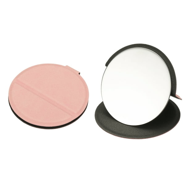 Espejo de bolsillo redondo Uxcell para bolso, espejo compacto de 3 pulgadas con funda de cuero (Rosa)
