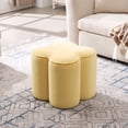 thumbnail image 2 of Zesthouse 18.5″ Velvet Fabric Ottoman, Modern Ottoman Coffee Table for Living Room, Flower Shaped Foot Stools, Upholstered Footrest Stool for Couch, Yellow, 2 of 8