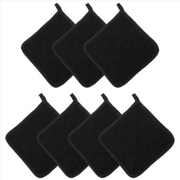 7 Pieces Black Cotton Pot Holders for Kitchen Oven Mitts, Machine Washable and Heat Hot Pad