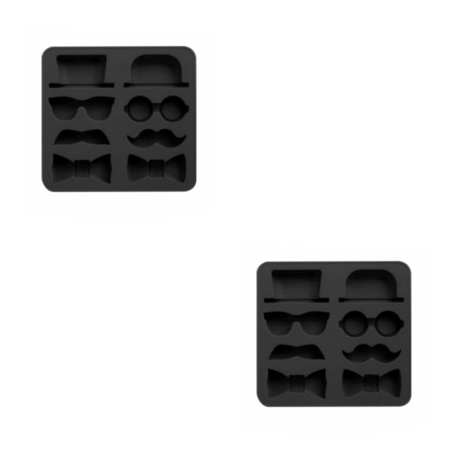 Matsuzay Gentleman Ice Cube Silicone Mold Self-Assembly Baking Desktop Fondant Mould Non-Stick Cooking Beard Tray Jelly Ornament Negro 2Conjunto