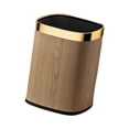thumbnail image 2 of Basura de basura cesta PU cuero elegante contenedor de basura moderno contenedor de basura para lavandería doméstica sala de estar dormitorio 12L Square Gold, 2 of 8