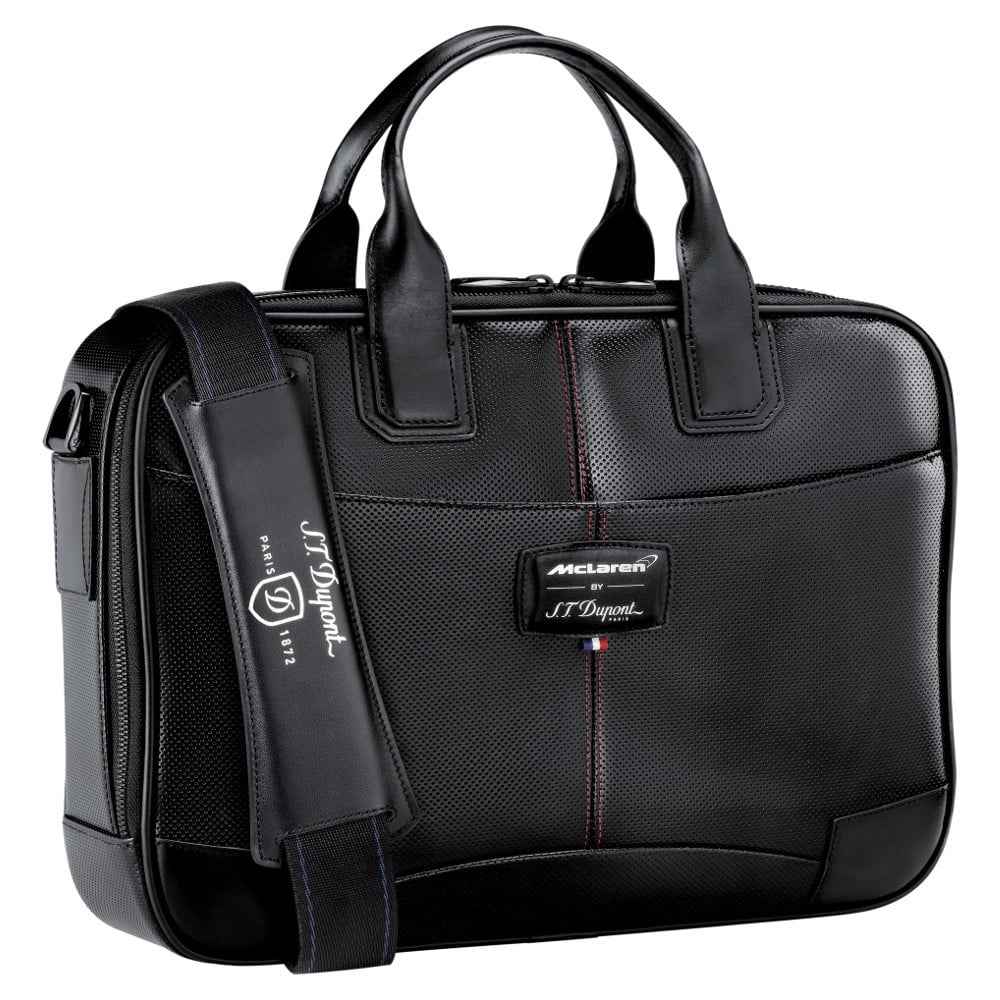 S.T. Dupont 171402MC McLaren Black Perforated Leather Medium Briefcase