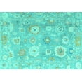 thumbnail image 1 of Ahgly Company Machine Washable Indoor Rectangle Oriental Turquoise Blue Traditional Area Rugs, 6' x 9', 1 of 4