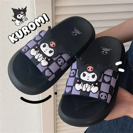

Sanrio Hello Kitty New Design Fashion Slippers Women Korean Style Soft Flat Shoes Y2k Cartoon Kuromi My Melody Sweet Sandals