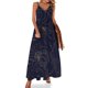 thumbnail image 1 of Vestido largo con estampado de lirios y flores, con tirantes y diseño geométrico, para uso urbano, informal, largo, de verano, con escote en V y tallas grandes, 1 of 7