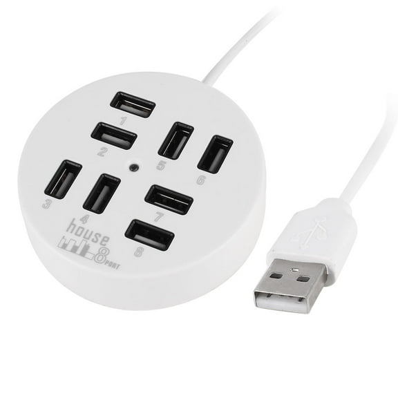 REGALWOVEN PC Laptop 8 Ports USB 2.0 Hub Splitter Adapter w USB Cable Built-in