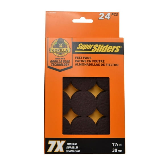 Super Sliders With Gorilla Glue 1.5" Round Felt Pads Brown 24pc, 1.5" Round Felt Pads