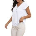thumbnail image 3 of Cueply Womens Summer Tops Short Sleeve V Neck Dressy Casual Chiffon Blouses T Shirts Tops, 3 of 6