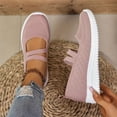 thumbnail image 6 of Walking Shoes, Women Shoes, Office Shoes, Women Mary Jane Walking Shoes Comfortable Knit Flats Slip On Dress Shoes for Women Casual Nurse Flats Diabetic Shoes With Arch Support, Pink 9, 6 of 7