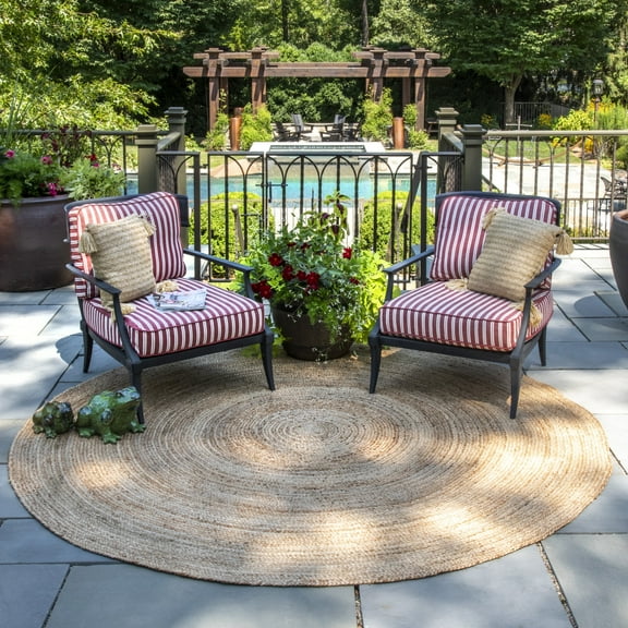 nuLOOM Rigo Hand Woven Farmhouse Jute Area Rug, 6' Round, Natural