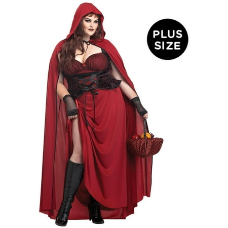 Dark Red Riding Hood Plus Size Women's Adult Halloween Costume