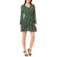 thumbnail image 1 of Vestido floral de manga larga con cintura elástica y dobladillo con volantes INSPIRE CHIC para mujer, con cinturón, XL, verde, 1 of 5