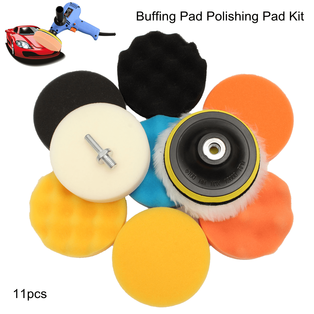 Car Buffing Pads Polishing Sponge Buffer Set Waxing Foam Polisher Kit for Drill
