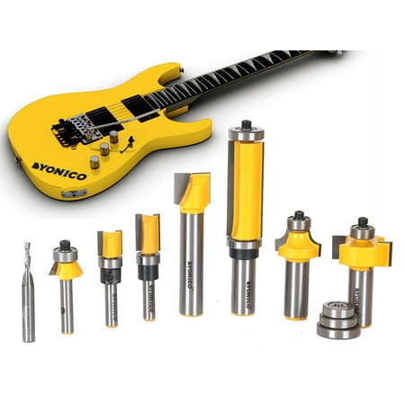 

8 Bit Luthier Electric Guitar Router Bit Set - 1/2 & 1/4 Shank - Yonico 14801