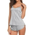 thumbnail image 2 of pitrice Ensemble de Pyjama Sans Manches à Bretelles Short Col en V pour Femme, Gris, m, 2 of 8