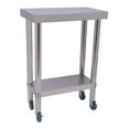 thumbnail image 3 of Commercial Food Prep Table, Stainless Steel Heavy Duty Metal Work Table Workbench with Wheels & Shelves for Restaurant Kitchen Silver 23.62*11.81*33.46in, 3 of 7