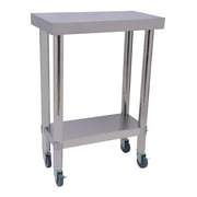 Commercial Food Prep Table, Stainless Steel Heavy Duty Metal Work Table Workbench with Wheels & Shelves for Restaurant Kitchen Silver 23.62*17.72*33.46in