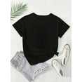 thumbnail image 2 of "It Is What It Is" Colorful Letter Print Black T-Shirt & Shorts Set - Casual, Comfortable Fit for Women, Versatile Summer Outfit with Round Neckline and Geometric Pattern, 2 of 5