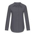 thumbnail image 4 of LIZUOJUNF Womens Dress Shirts Button Down Shirt Wrinkle-Free Business Casual Blouse Office Work Tops Stand Collar Long Sleeve Loose Fit T-shirt, 4 of 7