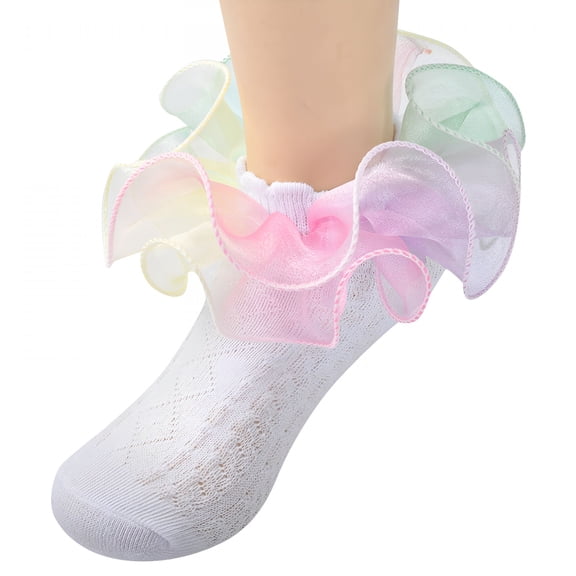 TELOLY 2026 New Girls Ruffle Socks Cotton Lace Socks Little Girls White Lace Ruffle Frilly Socks Dress Socks for Girl Toddler (Light Green, 3-5 Years)