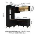 thumbnail image 3 of Madesa Gabinete de Cocina Integral Completa de Esquinero 332 cm Reims Negro 01, 3 of 8