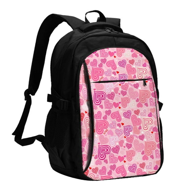 Balery Love Mochila con carga USB para hombre y mujer - Mochila impermeable y antirrobo para portátil con puerto USB para viajes, trabajo, estudios y universidad