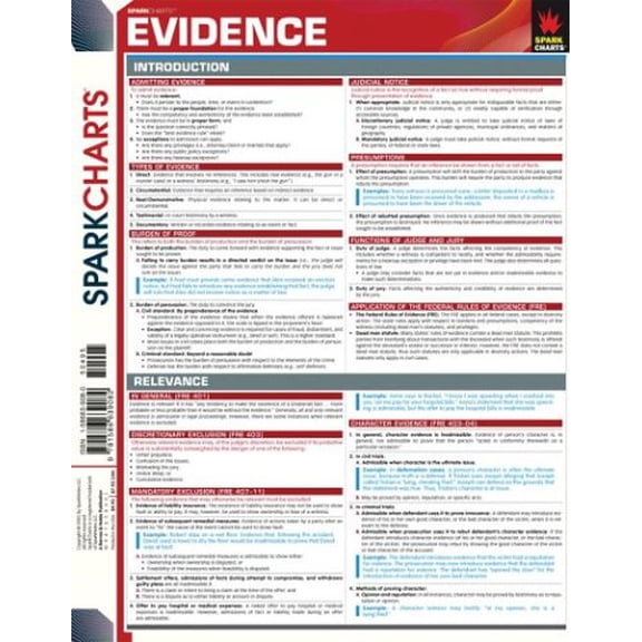 Pre-Owned Evidence (SparkCharts), 9781586639082, 1586639080, Paperback,