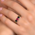 thumbnail image 4 of Gem Stone King 18K Yellow Gold Plated Silver Red Ruby and Black Sapphire Engagement Ring for Women | 1.93 Cttw | Round 5MM | Gemstone July Birthstone | Size 6, 4 of 6