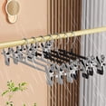 thumbnail image 4 of clip pants hangers non-slip Adjustable Width Clothes Hangers Heavy Duty Stainless Steel Garment Clips Space Saving Closet Organizer  Bullet Points：, 4 of 8