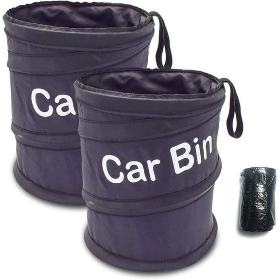 Car Garbage Can, 2 Pack Folding Outdoor Car Trash Can, Portable Pop-up Car Bin with Garbage Bags